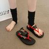 Fashion Red Flat Sandals Designer Summer Flip Flops Woman Casual Shoes Black Beach Flats