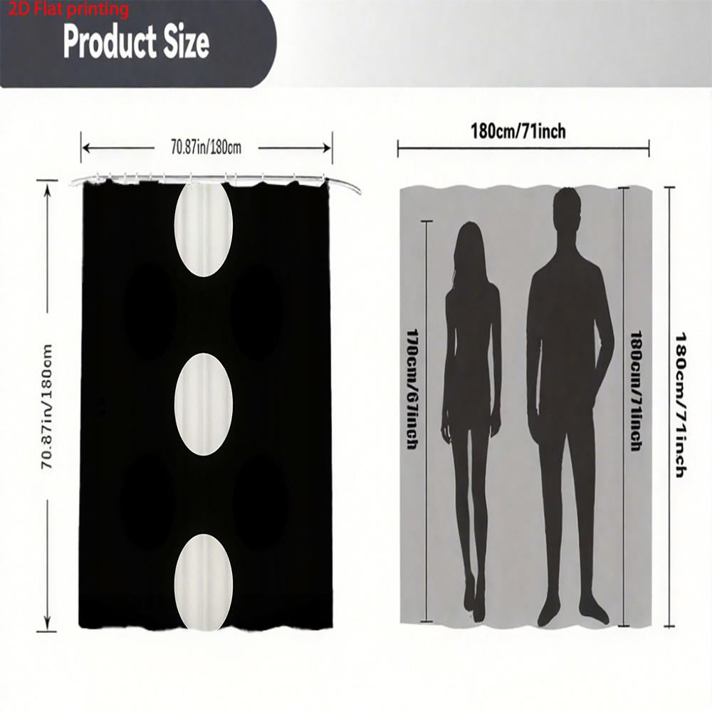 Modern Black And White Dot Shower Curtain Geometric Circle Design 2D Digital Print Polyester Bath Curtain With Hooks