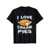 I Love Cream Pie Men's Pattern T-shirts Interesting Dessert Lover T-shirts Soft and Breathable Round-neck Shirts