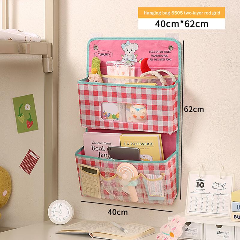 Nordisches Gitter Multifunktionaler Schlafzimmer Wandaufbewahrung Hängebeutel Organizer Nachttisch Tür Mehrschichtiger Hängeaufbewahrungskorb Stoff
