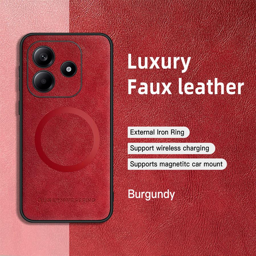 

Для Redmi Note 14 14 Pro 14 ProPlus Кожаный Магнитный Кольцо Мягкий Край Противоударный Защита от Отпечатков Пальцев Чехол для Телефона Note 14 4G Global