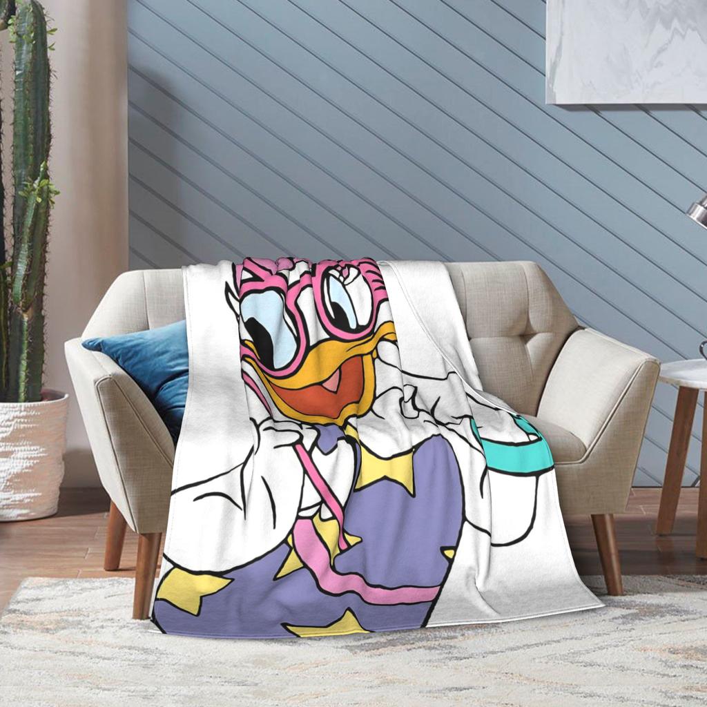 Funny Cute Daisy Duck Blanket Multiple Sizes Warm Cozy Fluffy Throw Blankets for Sofa Couch and Bed