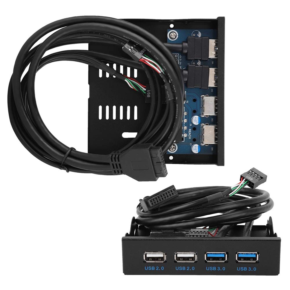 Acogedor USB Front USB USB Hub with Metal Front Panel Connector for PC Computer Motherboard 3.5-inch Panel, High-Speed 4-Port 3.0 + 2-Port 2.0