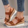 Summer New One Line Sandals Women's Casual Shoes Open Toe Slope Heels Large Sandals Women