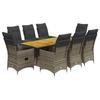 VidaXL Garden Dining Set 9 Pcs Grey Cushions Wicker, Outdoor Dining Set, Furniture of 3276733