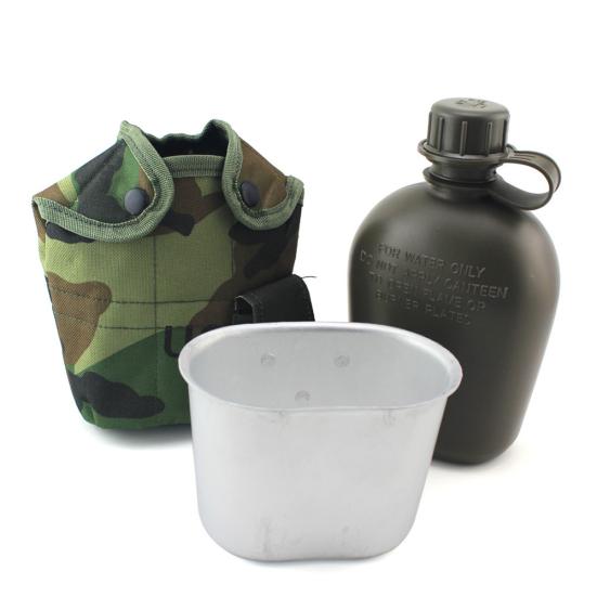 1L Army Military Water Bottle Camping Hiking Canteen Cup Portable for Outdoor