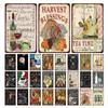 Retro Fruit Tin Sign Coffee Pumpkin Metal Plates Wine Glass Cafe Home Decor Wall Stickers Art Poster Decoration