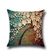 Three-dimensional Oil Painting Trees Flowers Cotton Linen Cushion Pillow Case Car Waist Cushion Cover