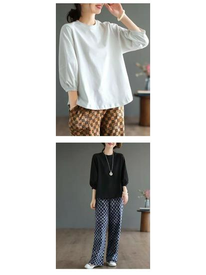 Retro Versatile Women's Seven-Sleeve Casual T-Shirt for Spring/Summer