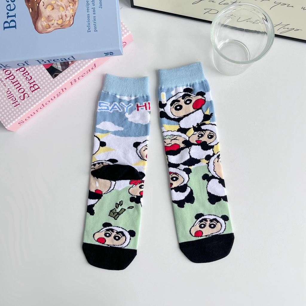 Japanische Shin-chan Niedliche Cartoon Gekämmte Baumwolle Mittelwaden-Socken für Damen und Herren