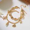 Vintage Gold Color Multilayer Anklet for Women Starfish Conch Scallops Pendant Metal Chain Anklet Beach Party Foot Jewelry Gifts
