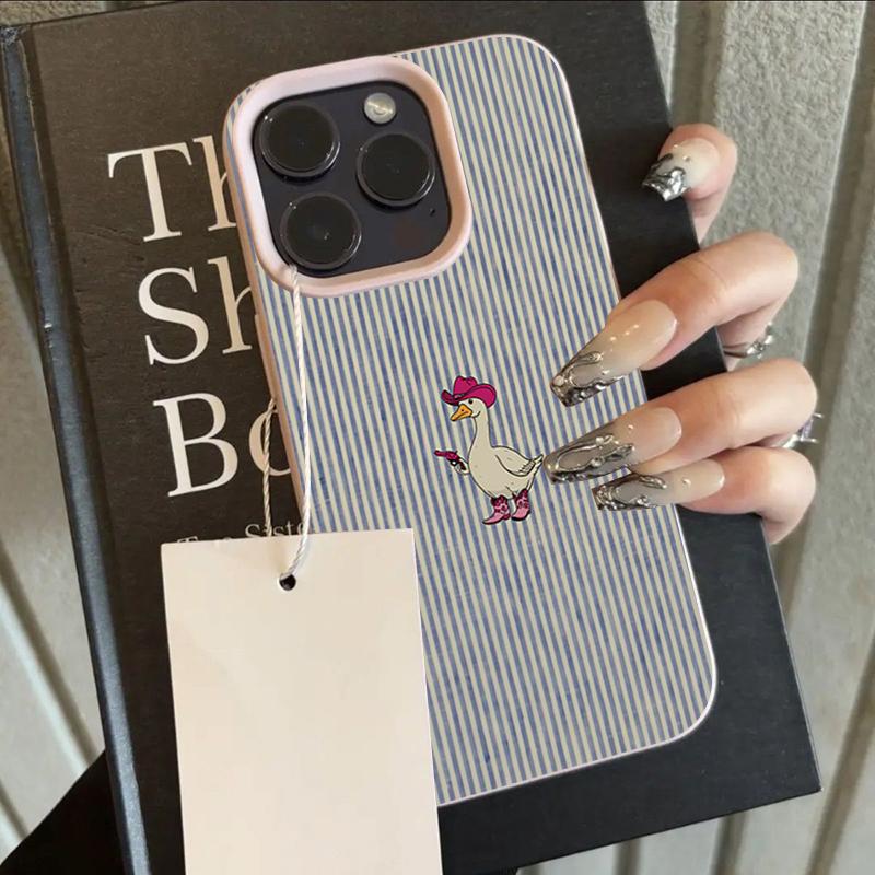 Western Cowboy Goose Stripe Pattern Phone Case For iPhone 17 Pro Max 16 15 14 13 12 11 Pro 14 15 Plus 17 Air Silicone Soft Cover
