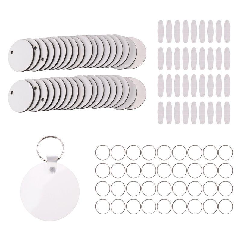 M-Modern-36 Pieces Sublimation Blank Keychains Kits With Heat Transfer Keychain MDF Blank Keychain Blank DIY Keychain (Round) белый