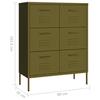 Drawer Cabinet Olive Green 80 x 35 x 101.5 cm Steel