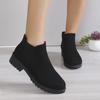 Women Winter Shoes Cow Suede Ankle Boots Chelsea Boots Chunky Boots Black Female Autumn Fashion Platform Booties Beige