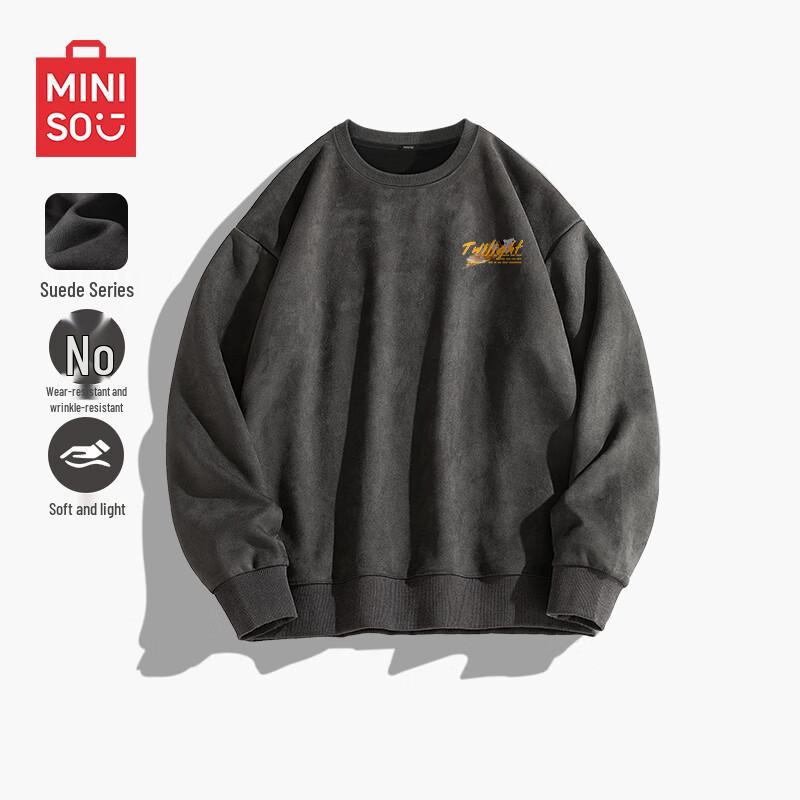 MINISO Men's Suede-Feel Crewneck Sweatshirt