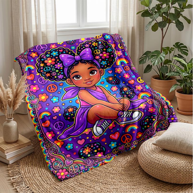 Music and Makeup Fantasy Theme Blanket Lightweight Warm Flannel Blanket Decorative Throw Blanket for Home Decoration