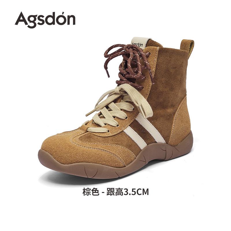 Augustus high-top German training shoes women's 2025 new autumn platform mid-tube casual short boots lace-up Martin boots tide
