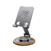 Wood Grain Metal Phone Stand 360 Rotate Foldable Portable Mini Holder Tablet