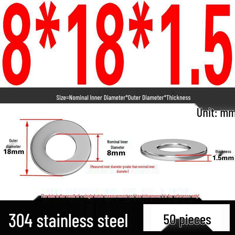 Thickened 304 Stainless Steel Flat Washer Spacer (M2-M36)