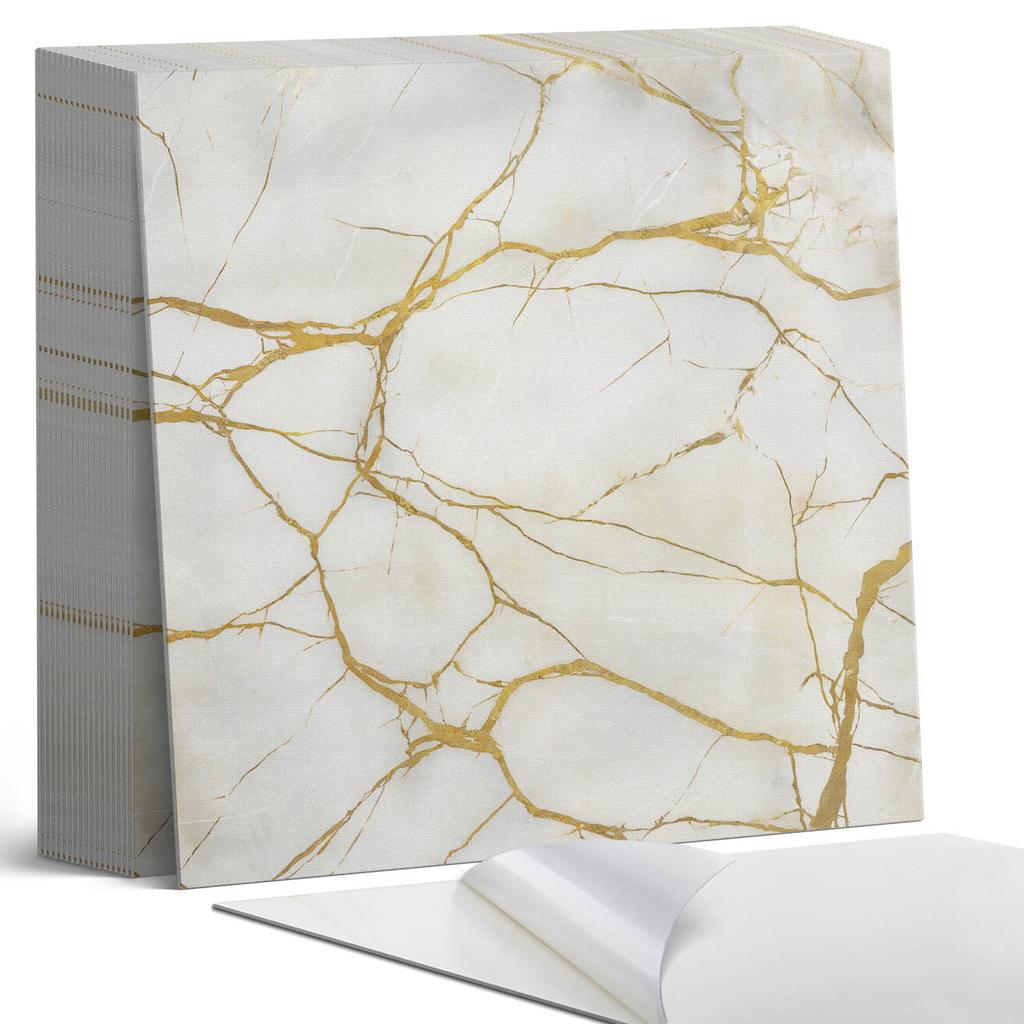 Kafelki Winylowe Samoprzylepne Z Nadrukiem Elegancki Marmur Z Żyłkami 20X20X20 Cm