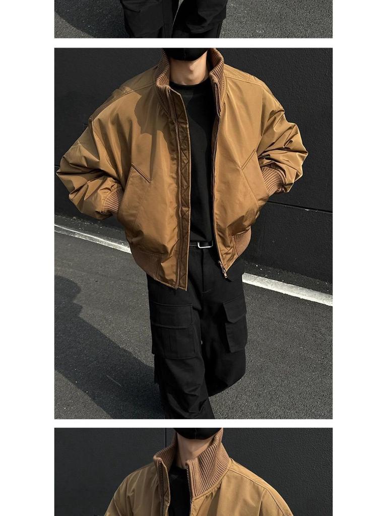 Men's American Style Cotton Bomber Jacket: Winter Hipster Baseball Coat