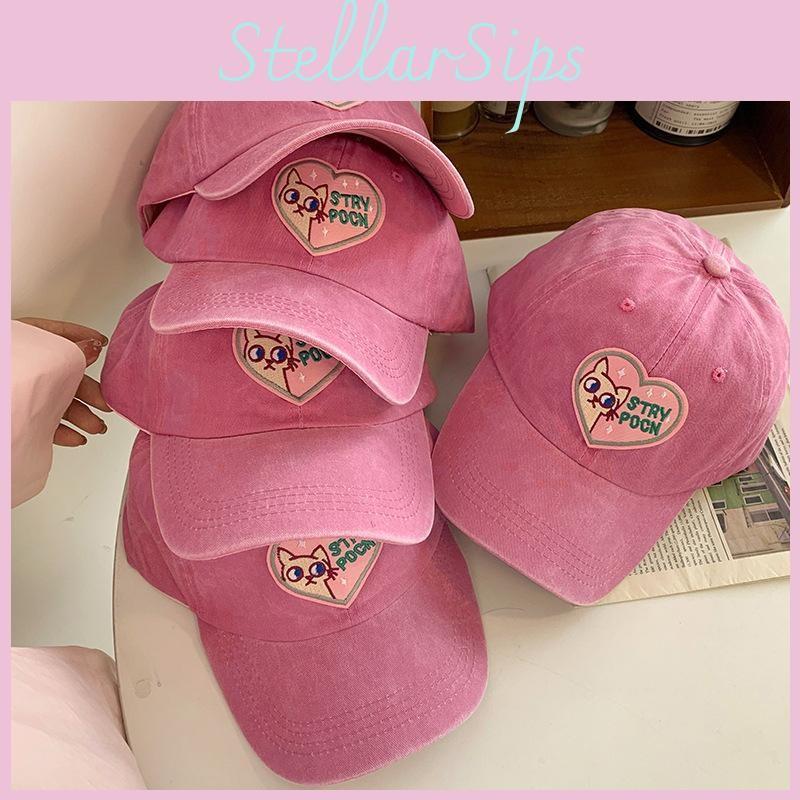 Heart Cute Pink Baseball Cap For Women With Summer Breathable Material