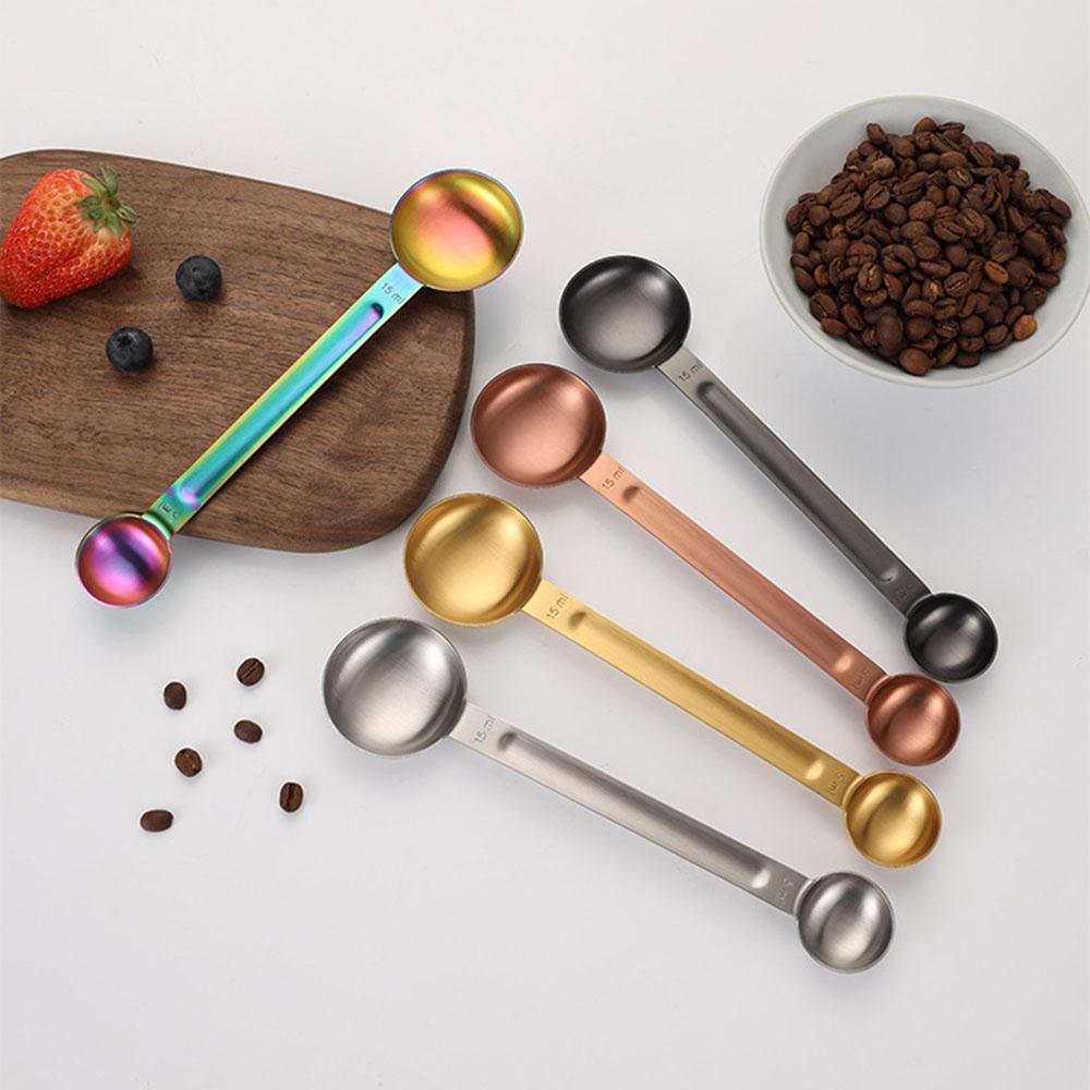 1Pc Household Double-headed Coffee Bean Spoon Milk Tea Fruit Powder Spoon Kitchen Baking Spoon Stainless Steel Measuring Spoon