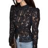 Summer New Women's Lace Crochet Stand Collar Slim Fit Blouse Fashion Elegant Commuter Shirt
