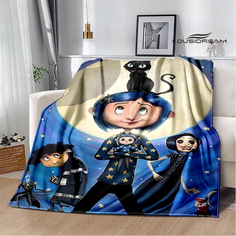 

Одеяло с принтом в виде 3D C-Coraline из мультфильма Фланель Теплые одеяла Мягкие и удобные одеяла Постельное белье Подарок на день рождения Домашний текстиль 80x100cm