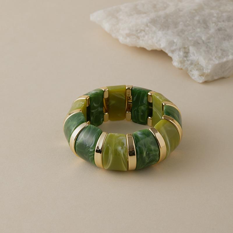 Vintage Punk Acrylic Elastic Rope Thick Wide Bracelet  Charm Bangles Temperament Jewelry For Women