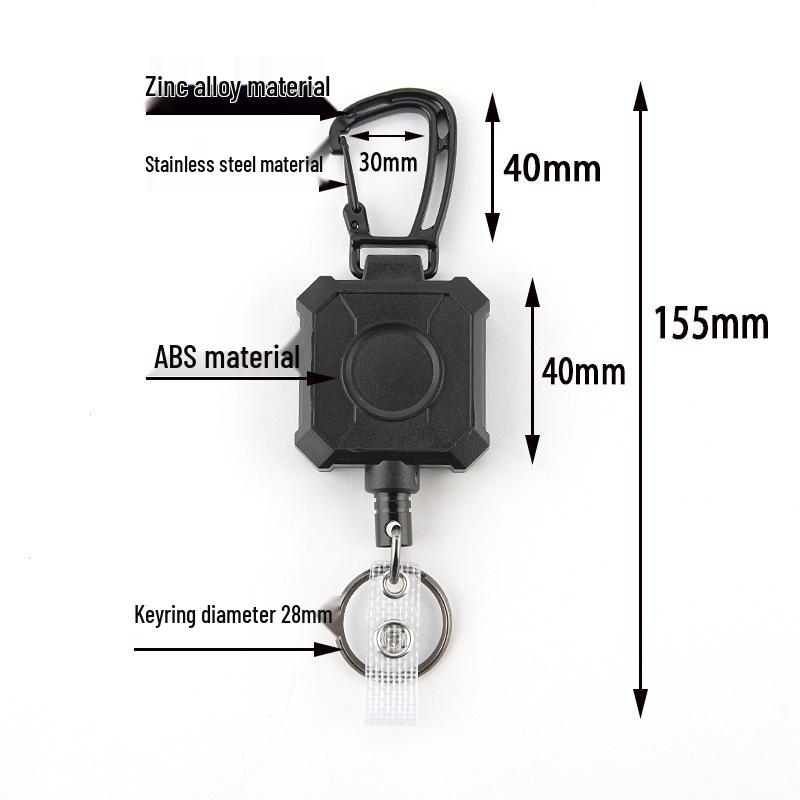 Magnetic Retractable Stainless Steel Keychain with Anti-Theft Carabiner and Belt Buckle