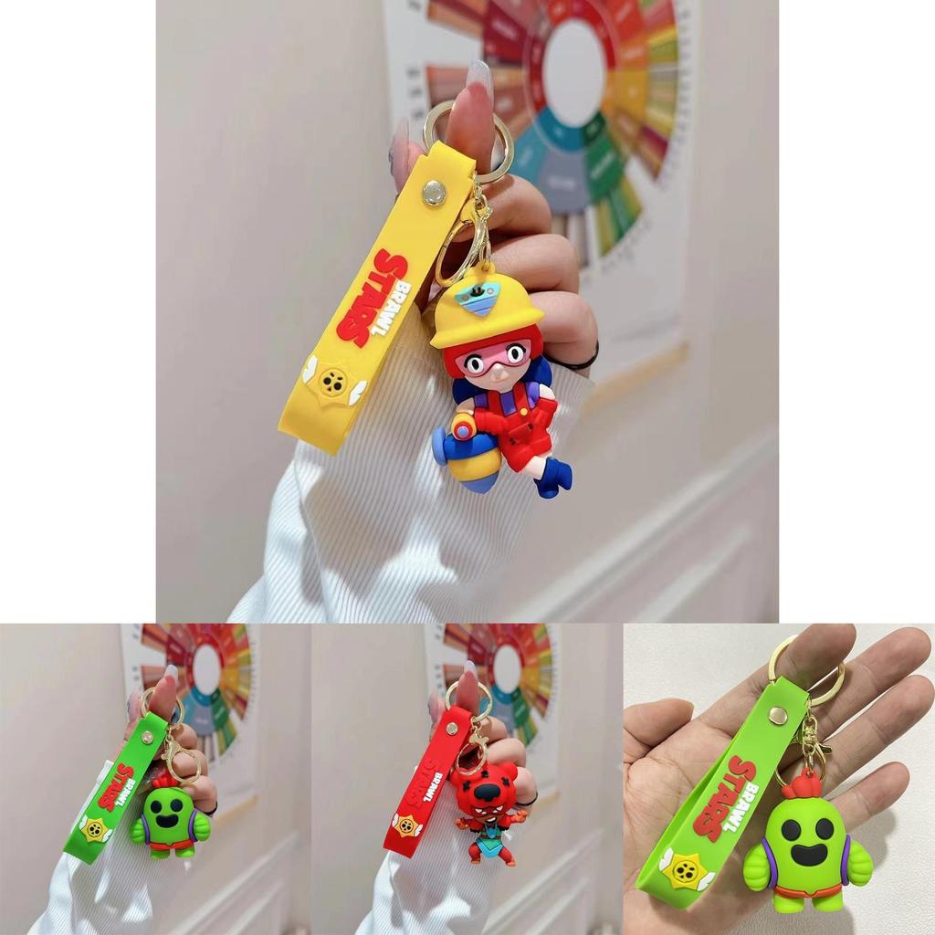 Cute Cartoon Silicone Keychain For Car Keys Brawl Stars Nita Jessie Bea Spikey Paddy