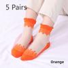 5 Pairs of Women's Spring Thin Mid Cylinder Cotton Sole Lace Lace Socks