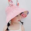 Cotton Children Rabbit Ears Sun Hat Adjustable Wide Brim Hat Kids Empty Top Sunscreen Hat  Running