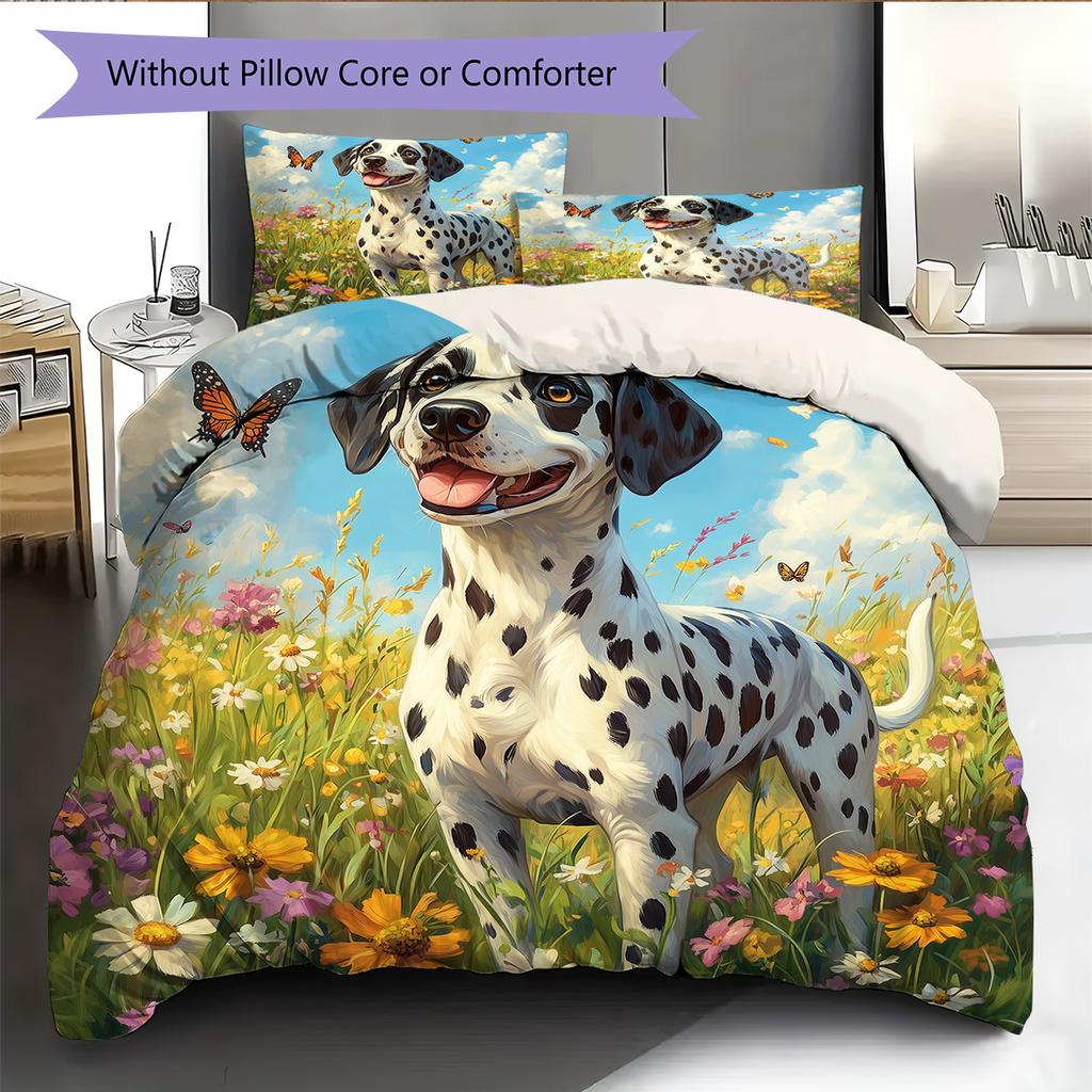 Biancheria da letto con motivo dalmata sull'erba Decorazione per la casa Regalo di compleanno (1 * copripiumino + 2 * federa, senza nucleo)