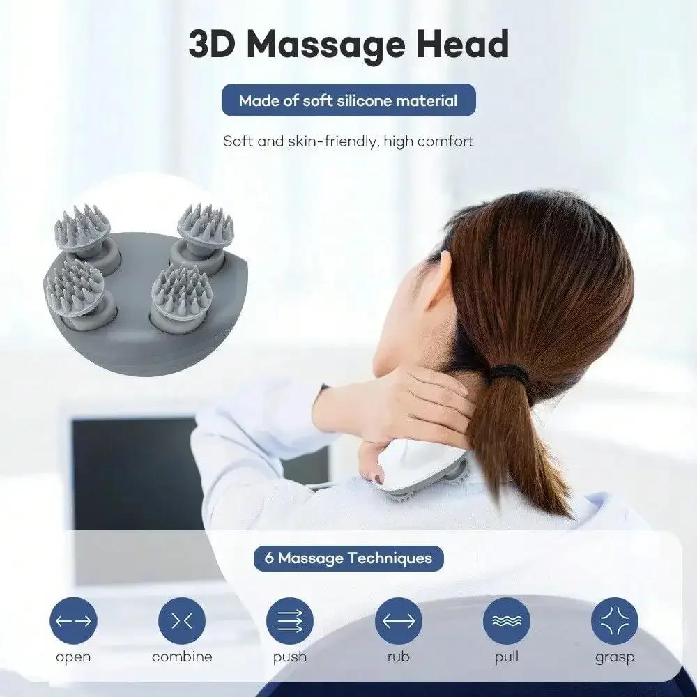 Electric Head Scalp Massager For Stress Relax With 4 Massage Heads Body Massager Relax Shoulder Neck Portability