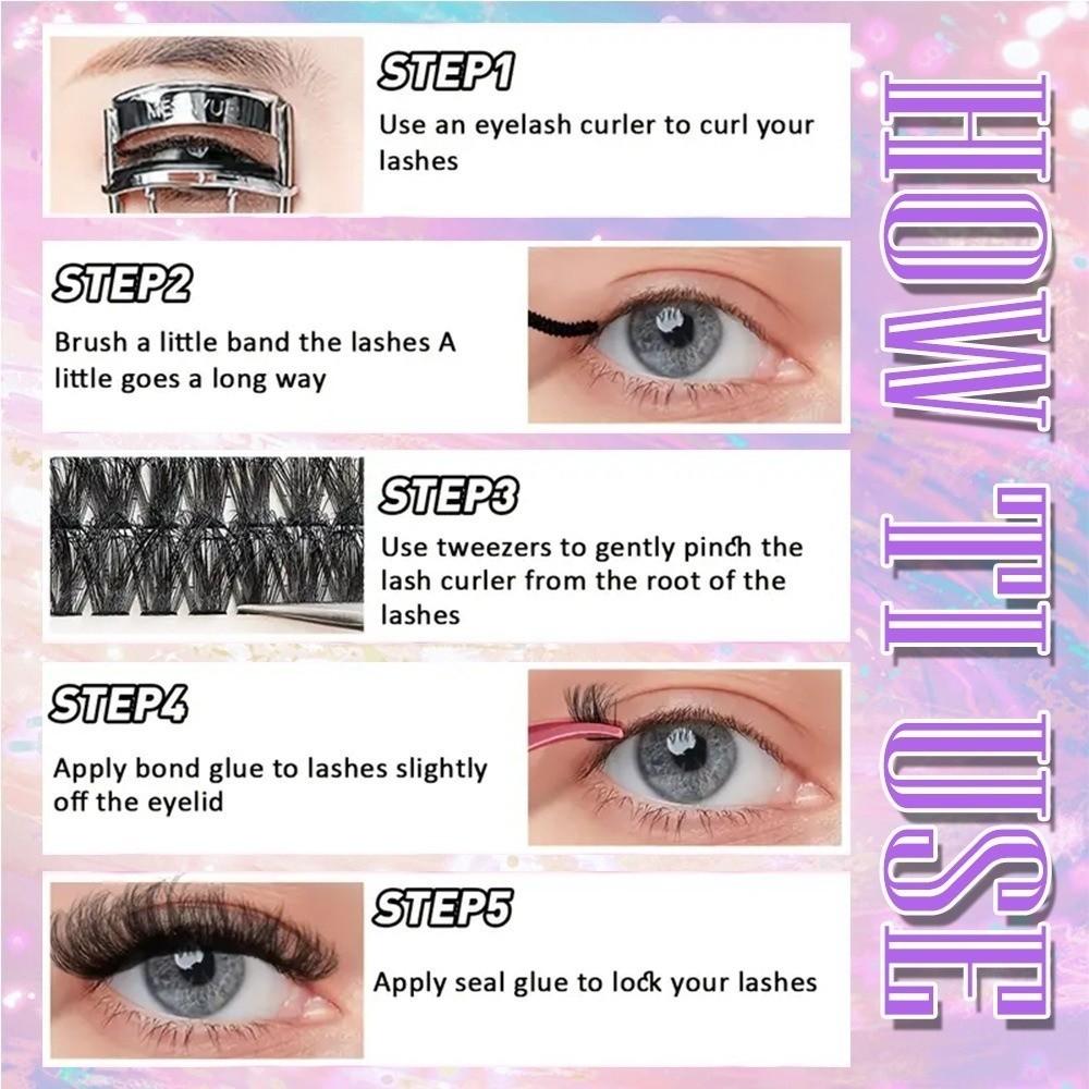 10/20/32Rows Mixed Length Dense Grafted False Eyelashes 12-16MM DIY Lashes Extension  Daily