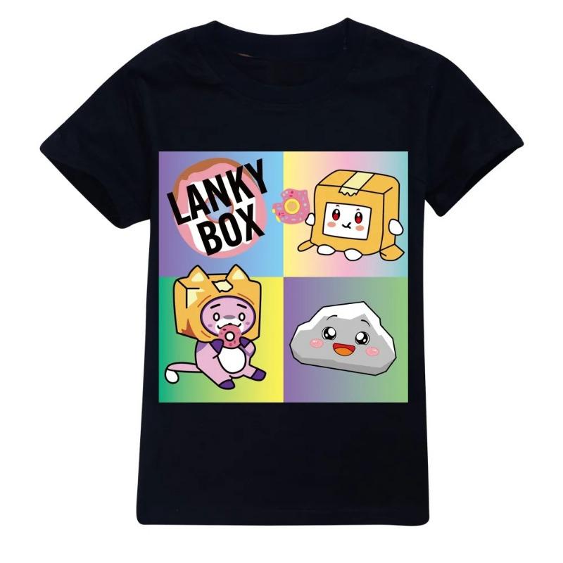 Kawaii Boys T-shirt Cartoon Lanky Box Cute Print Short Sleeve Girls Clothes Summer Casual Fashion Funny Cotton Children Tops Tee