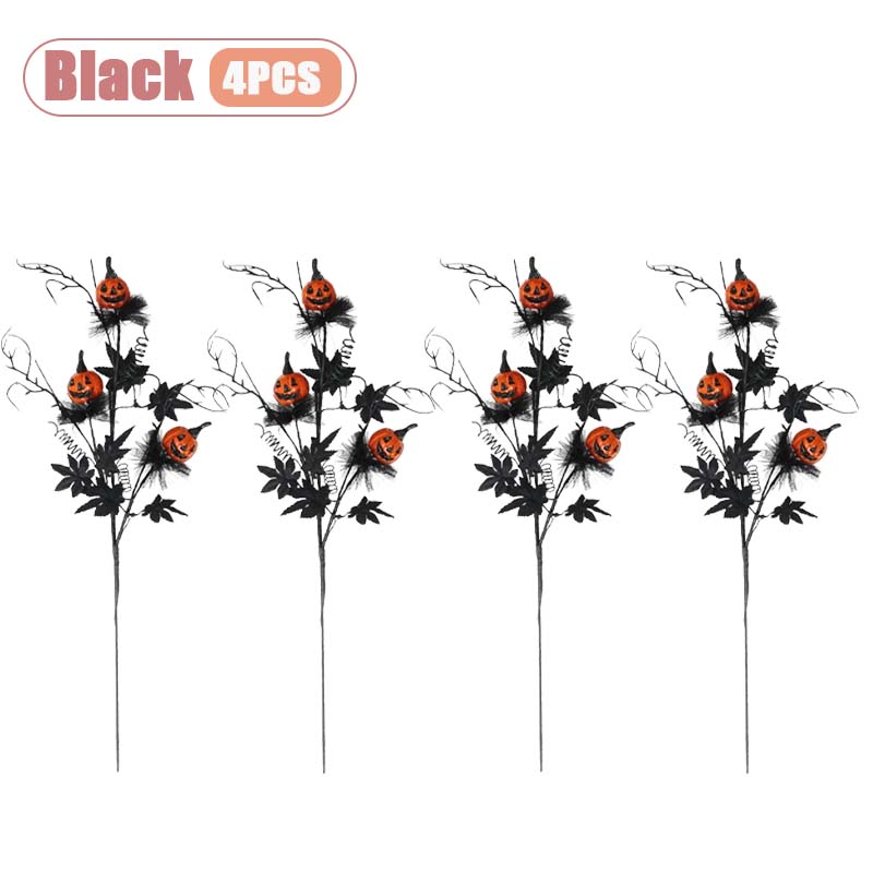 Terror Black Pumpkin Flower Bouquet for Halloween Party Decoration Creepy Branch Floral Arrangement for Home Haunted House Decor