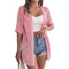 Summer Hollow Plaid Short-sleeved Knitted Cardigan Beach Sun Protection Shirt