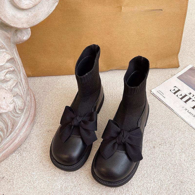 

Модные женские ботильоны Мэри Джейн, милые ботильоны с бантом, короткие туфли в стиле Лолиты на плоской подошве с круглым носком, большого размера, теплые, из искусственной кожи, осень 39