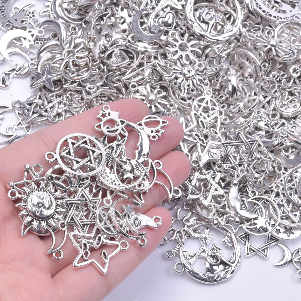 30pcs/Lot Random Mix Vintage Silver/Gold Color Bright/Matte Cute Metal Charms For Jewelry Making Supplies Butterfly Pendant Bulk