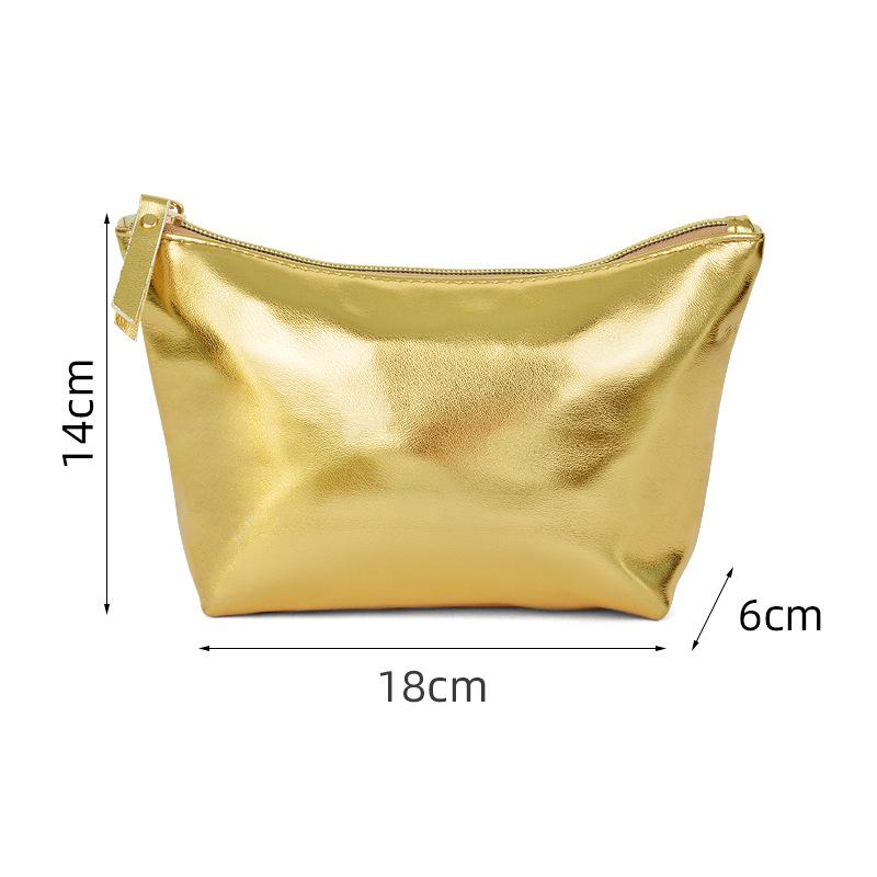 Набор косметичек из серебристой кожи в корейском стиле: Набор из 3 мягких водонепроницаемых женских косметичек