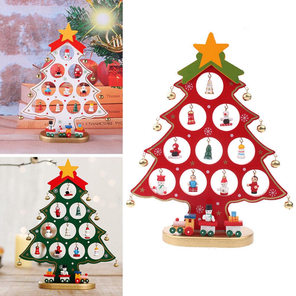 Pom de Crăciun din lemn artificial de masă 3D DIY cu ornamente creative în miniatură Decorare pentru birou pentru decorarea bradului de Crăciun