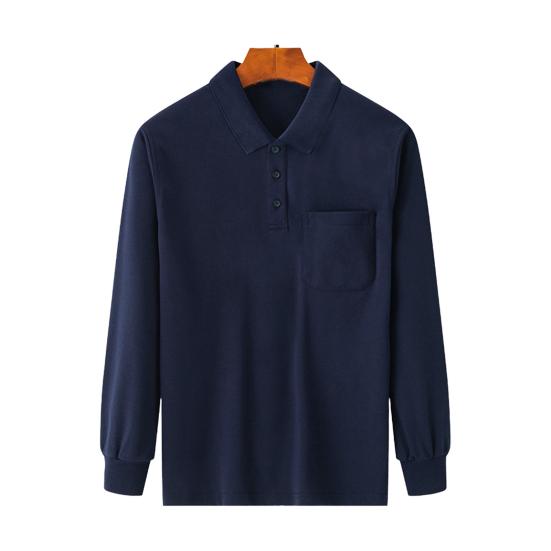 

Осенне-весенняя мужская рубашка с отложным воротником, нагрудным карманом на пуговицах, эластичными манжетами, утолщенным однотонным пуловером, свободным повседневным деловым стилем 2XL синий