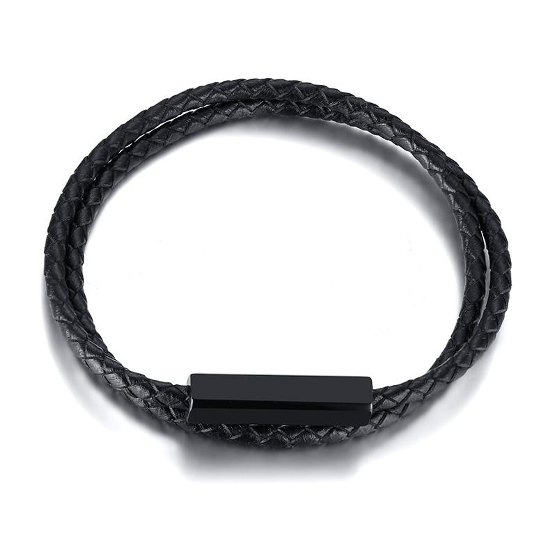 

Personalized Leather Braided Bracelet for Men Women Customized Name Engrave Bangle 19cm 21cm 19cm Length