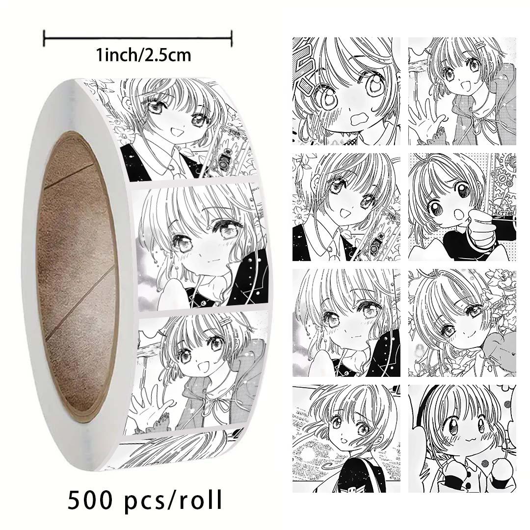 

500 Black & White Cardcaptor Sakura Stickers for Journals, Water Bottles, Gifts, Seals & Kids Stationery