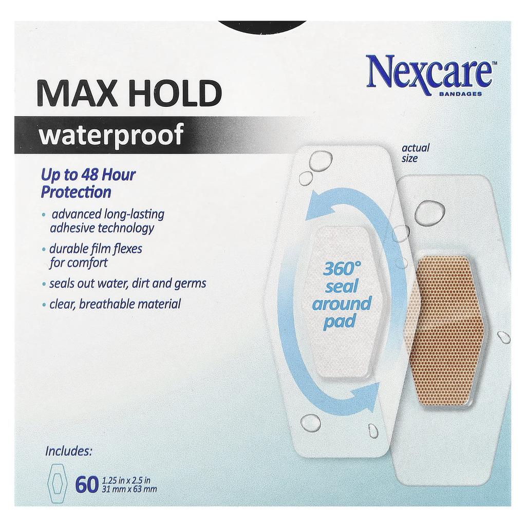 Waterproof Bandage, Max Hold, One Size Bandage 60 Count