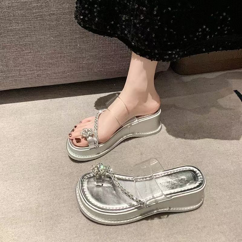 With skirt casual versatile Roman beach one-word drag 2025 summer new wear fashion fairy style sandals woman
